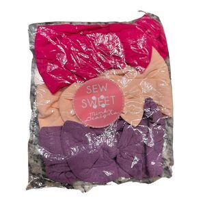 Sew Sweet Minky Headbands Pink Purple Soft Stretchy Baby Bow